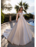 Off Shoulder Ivory Satin Wedding Dress With Bow